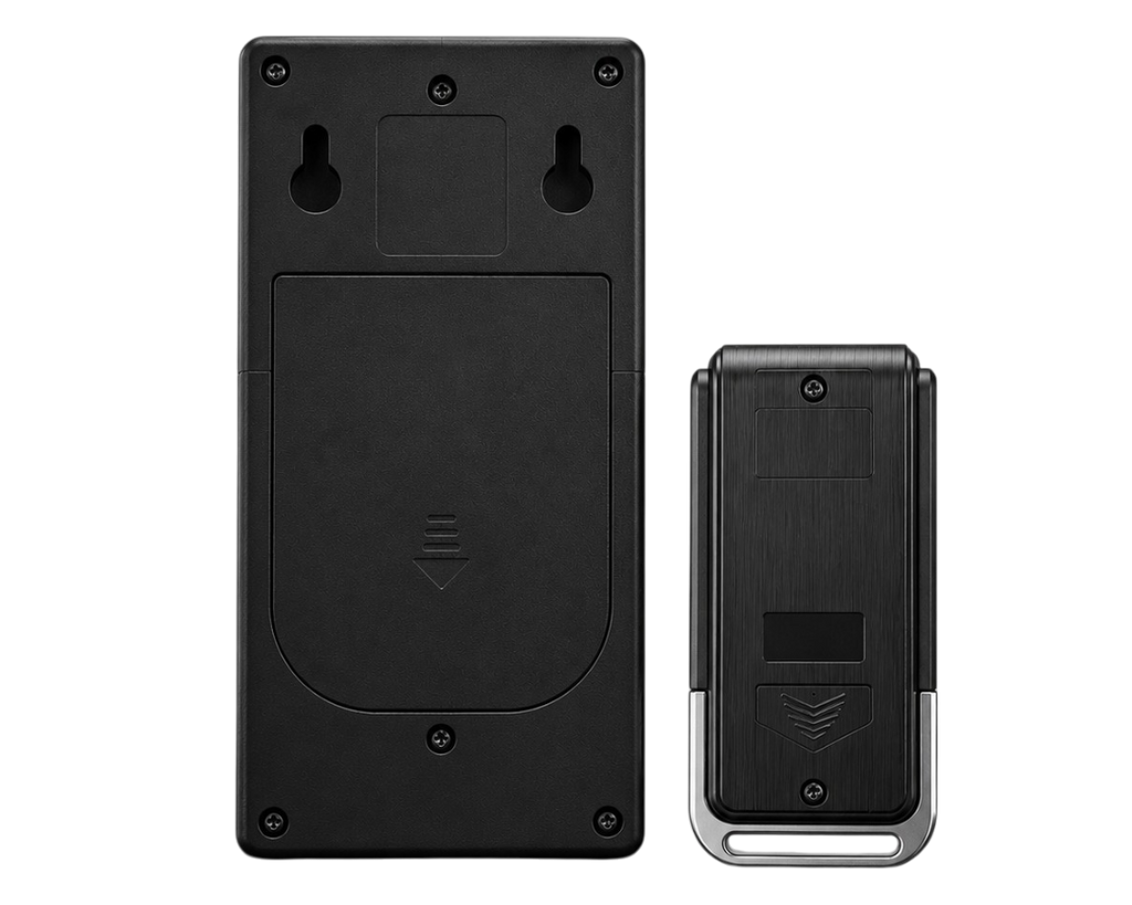 Alarme antivol vibration 110 dB avec télécommande installée pour protéger un vélo, une moto ou une porte contre le vol.
