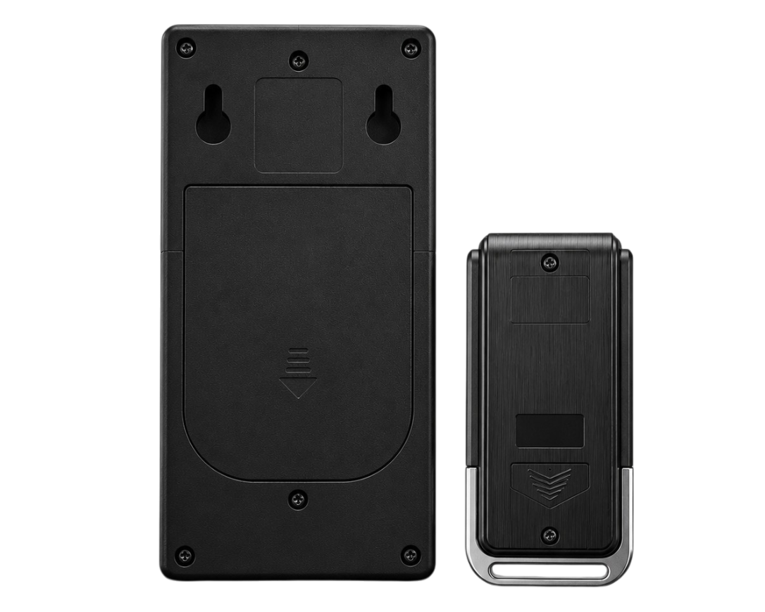 Alarme antivol vibration 110 dB avec télécommande installée pour protéger un vélo, une moto ou une porte contre le vol.