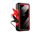 Booster de batterie 12V 2000A portable avec écran numérique et pinces pour démarrage de voiture.