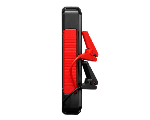 Booster de batterie 12V 2000A portable avec écran numérique et pinces pour démarrage de voiture.