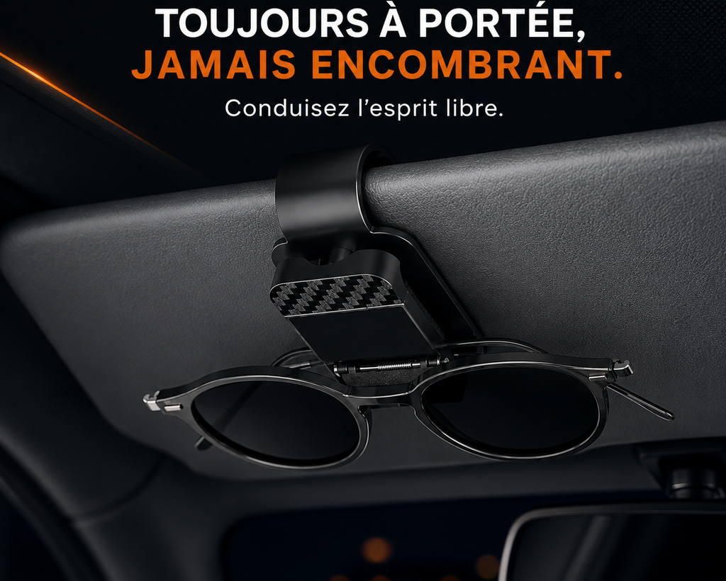 Clip pare-soleil pour lunettes de voiture fixé au pare-soleil permettant de ranger des lunettes, cartes et tickets.