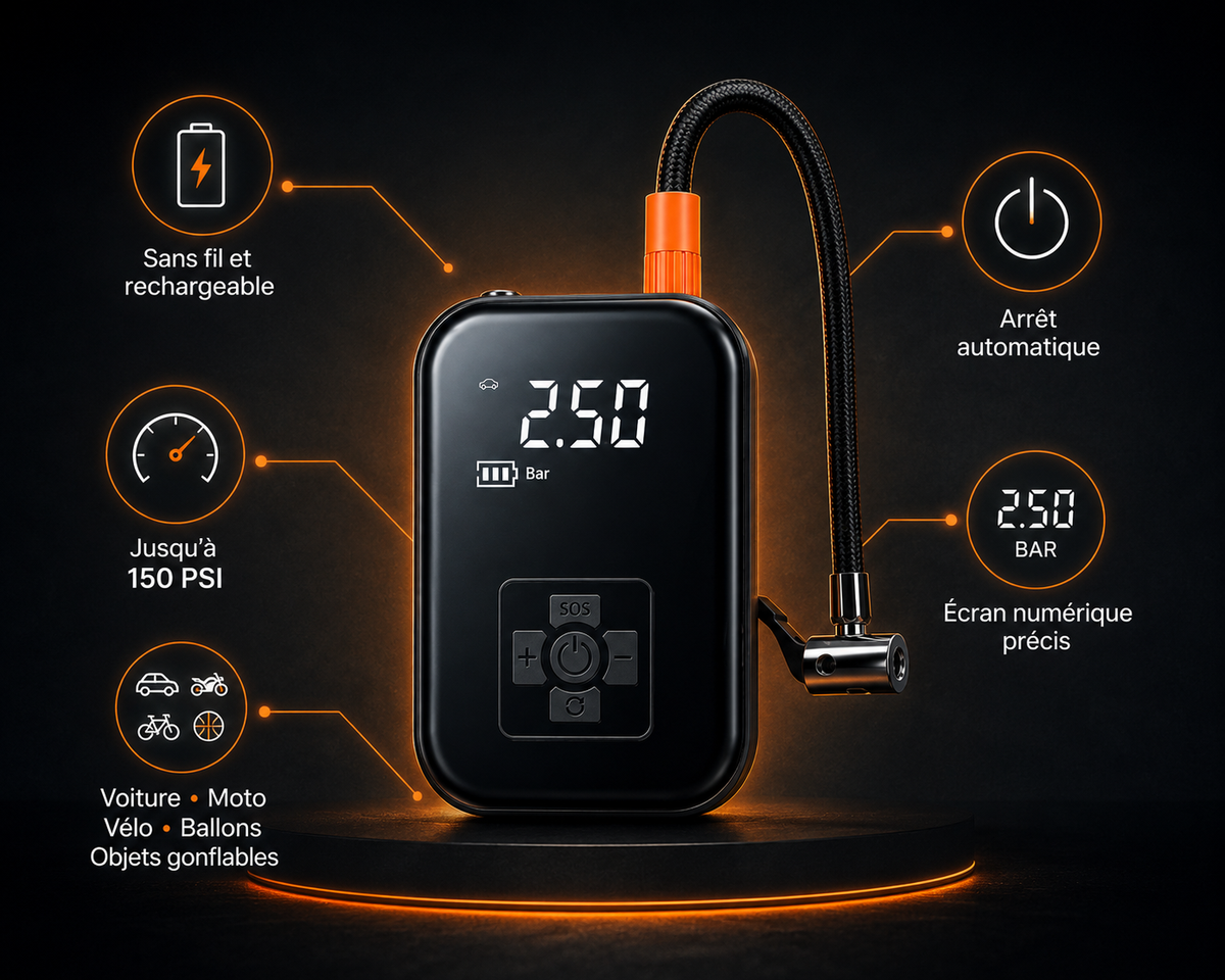 Gonfleur Électrique Sans Fil Rechargeable Haute Pression
