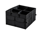 Organisateur de coffre voiture grande capacité avec trois compartiments et nombreuses poches latérales.
