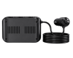 Répartiteur allume-cigare USB-C avec câble long, trois prises allume-cigare et ports USB pour voiture.