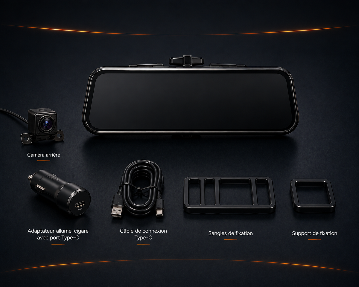 Rétroviseur caméra pour voiture avec écran tactile Full HD 