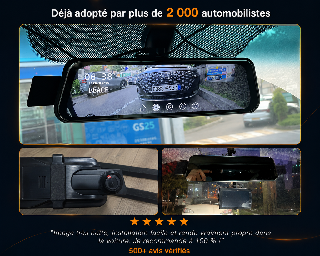 Rétroviseur caméra pour voiture avec écran tactile Full HD 