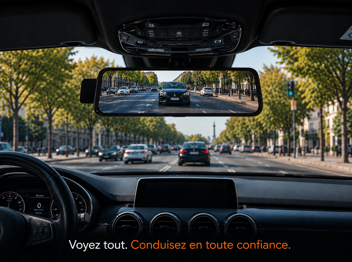 Rétroviseur caméra pour voiture avec écran tactile Full HD 