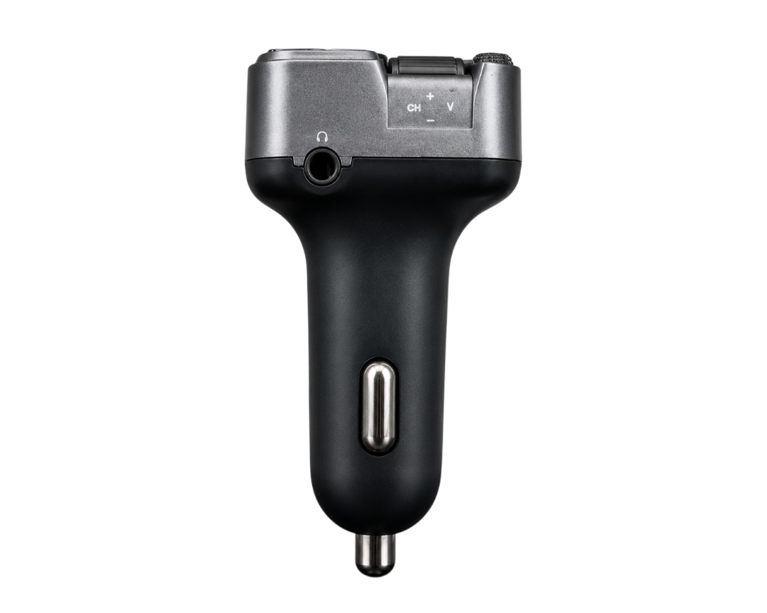 Transmetteur FM Bluetooth voiture avec charge rapide USB-C PD 20W, appels mains libres et lecture audio sur autoradio via FM.
